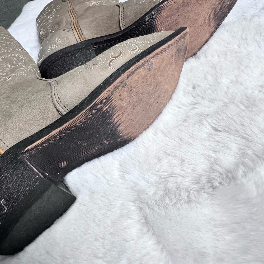 Embroidered Tan Heeled Boots - image 8